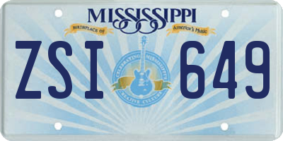 MS license plate ZSI649