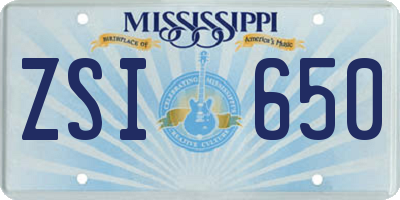 MS license plate ZSI650