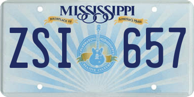 MS license plate ZSI657