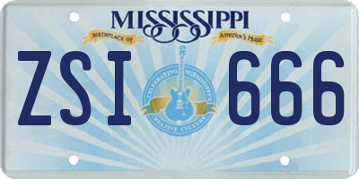 MS license plate ZSI666