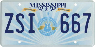 MS license plate ZSI667