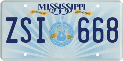 MS license plate ZSI668