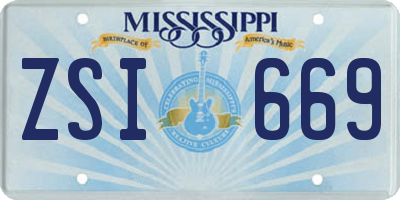 MS license plate ZSI669