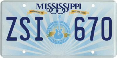 MS license plate ZSI670