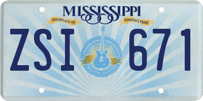 MS license plate ZSI671
