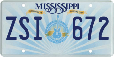 MS license plate ZSI672