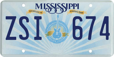 MS license plate ZSI674
