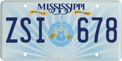 MS license plate ZSI678