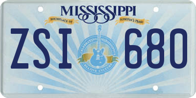 MS license plate ZSI680