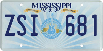 MS license plate ZSI681