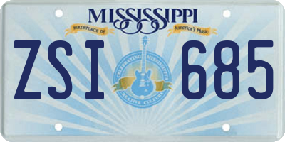 MS license plate ZSI685