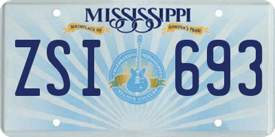 MS license plate ZSI693