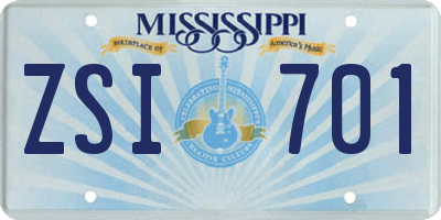 MS license plate ZSI701