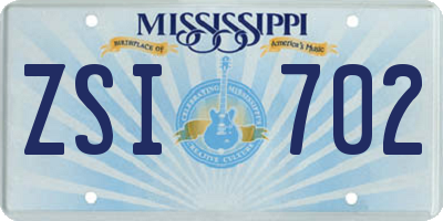 MS license plate ZSI702