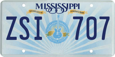 MS license plate ZSI707