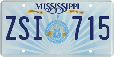 MS license plate ZSI715