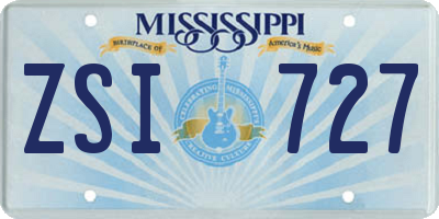 MS license plate ZSI727