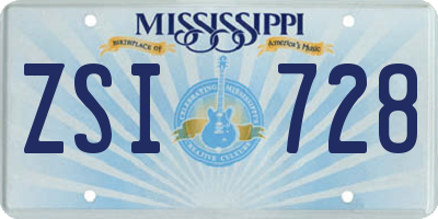 MS license plate ZSI728
