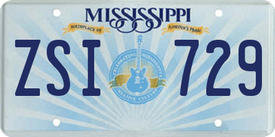 MS license plate ZSI729