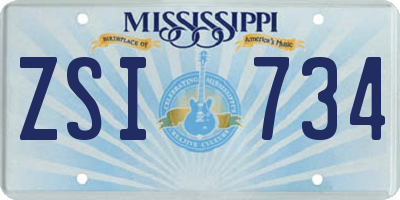 MS license plate ZSI734
