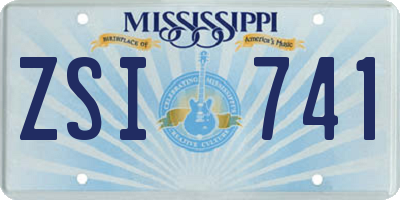 MS license plate ZSI741