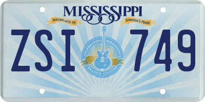 MS license plate ZSI749