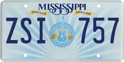 MS license plate ZSI757