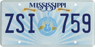 MS license plate ZSI759