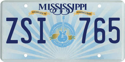 MS license plate ZSI765
