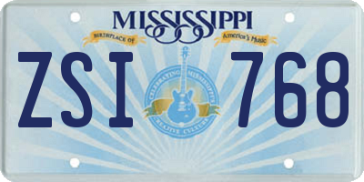 MS license plate ZSI768