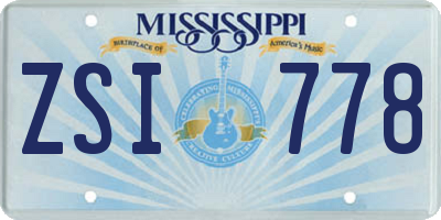 MS license plate ZSI778