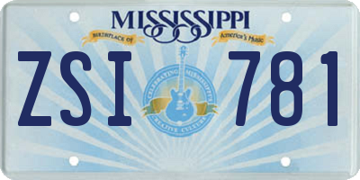 MS license plate ZSI781