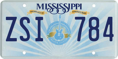 MS license plate ZSI784