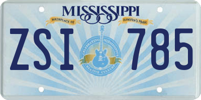 MS license plate ZSI785