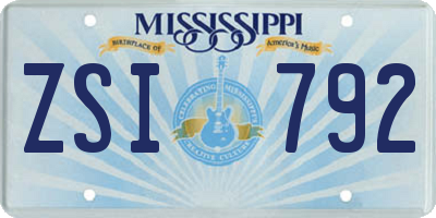 MS license plate ZSI792