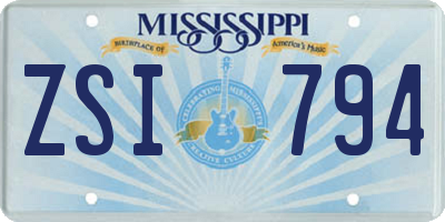 MS license plate ZSI794