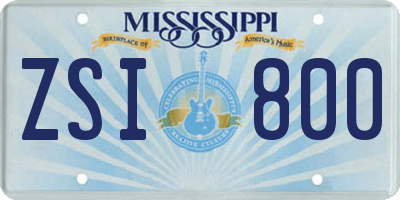 MS license plate ZSI800