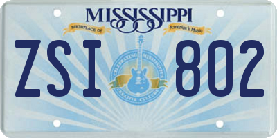 MS license plate ZSI802