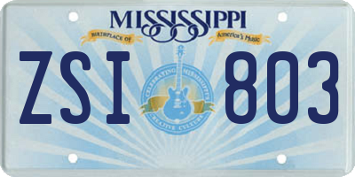 MS license plate ZSI803