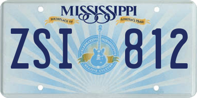 MS license plate ZSI812
