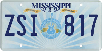 MS license plate ZSI817