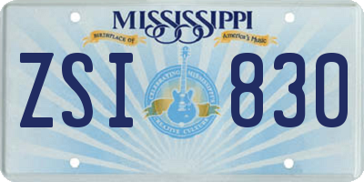 MS license plate ZSI830