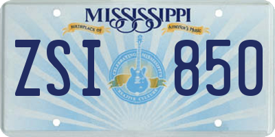 MS license plate ZSI850