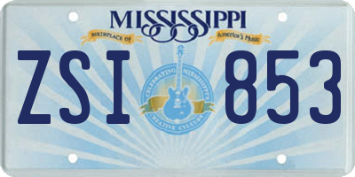 MS license plate ZSI853