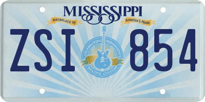 MS license plate ZSI854