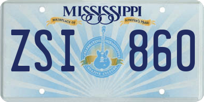 MS license plate ZSI860