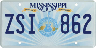 MS license plate ZSI862