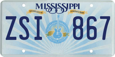 MS license plate ZSI867