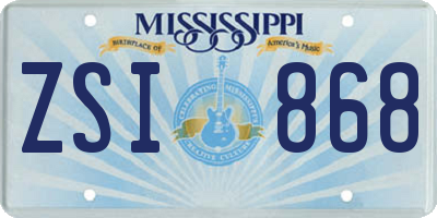 MS license plate ZSI868