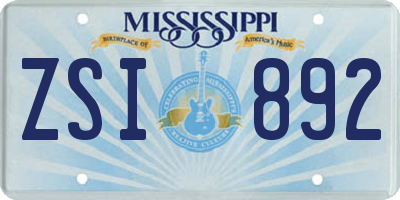 MS license plate ZSI892